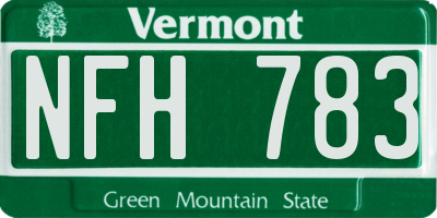 VT license plate NFH783