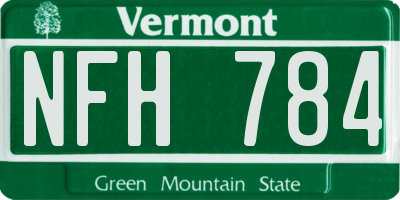 VT license plate NFH784