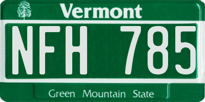 VT license plate NFH785
