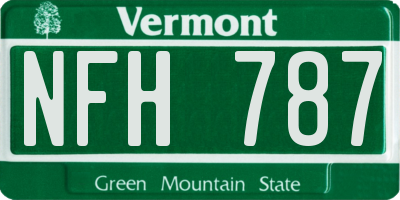 VT license plate NFH787