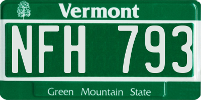 VT license plate NFH793