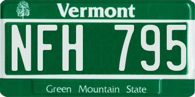 VT license plate NFH795