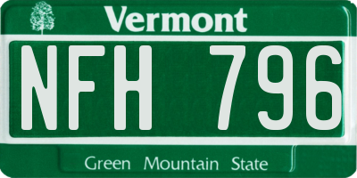 VT license plate NFH796