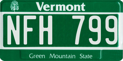 VT license plate NFH799