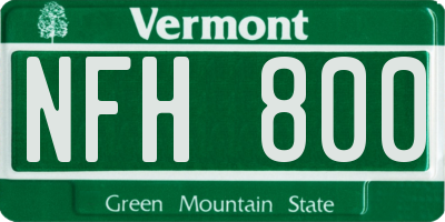 VT license plate NFH800