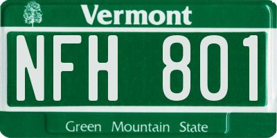 VT license plate NFH801