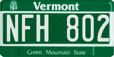 VT license plate NFH802