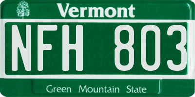 VT license plate NFH803