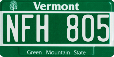 VT license plate NFH805