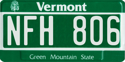 VT license plate NFH806