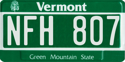VT license plate NFH807