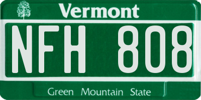 VT license plate NFH808