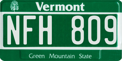 VT license plate NFH809