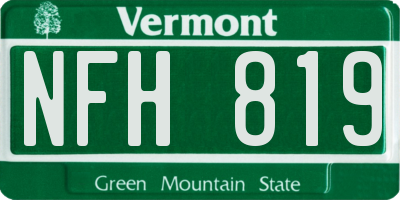 VT license plate NFH819