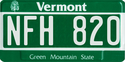 VT license plate NFH820