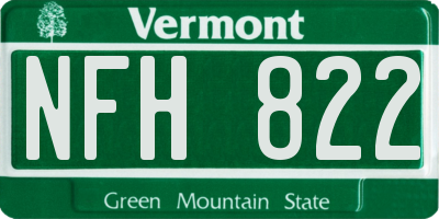 VT license plate NFH822