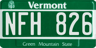 VT license plate NFH826