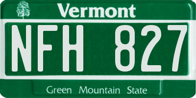 VT license plate NFH827