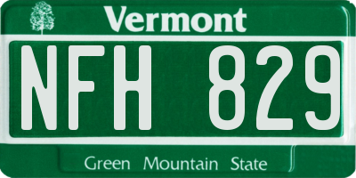 VT license plate NFH829