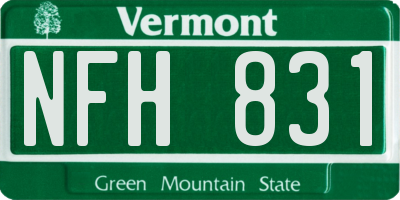 VT license plate NFH831