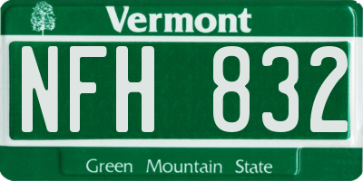 VT license plate NFH832