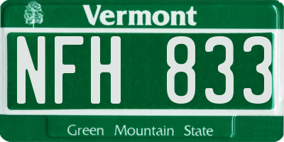 VT license plate NFH833