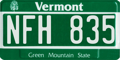 VT license plate NFH835