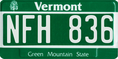 VT license plate NFH836