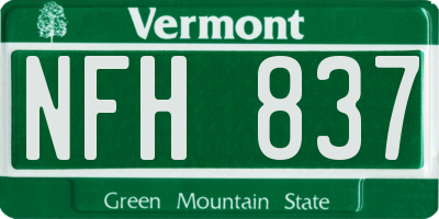 VT license plate NFH837