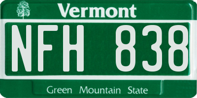 VT license plate NFH838