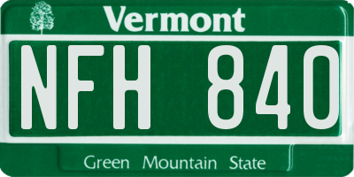 VT license plate NFH840