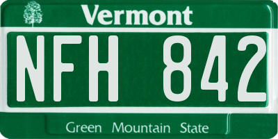 VT license plate NFH842