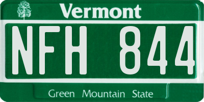 VT license plate NFH844
