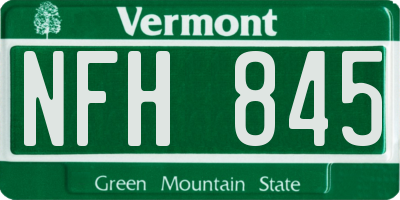 VT license plate NFH845