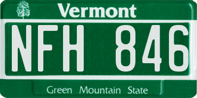 VT license plate NFH846