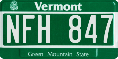 VT license plate NFH847