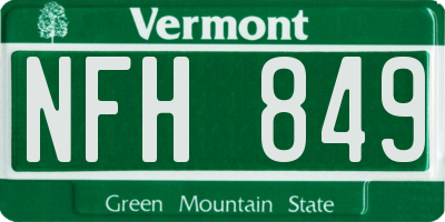 VT license plate NFH849