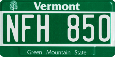 VT license plate NFH850