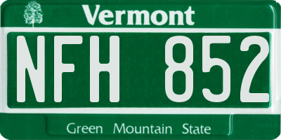 VT license plate NFH852