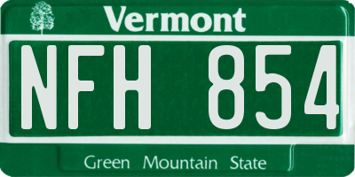 VT license plate NFH854