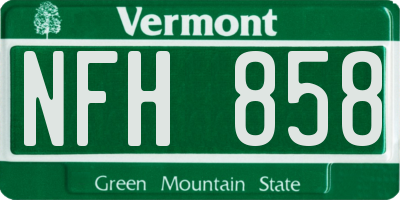 VT license plate NFH858