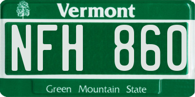 VT license plate NFH860