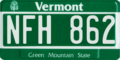VT license plate NFH862
