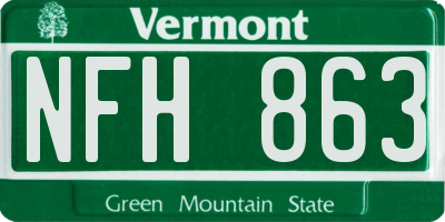 VT license plate NFH863