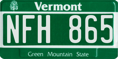 VT license plate NFH865