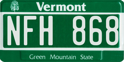 VT license plate NFH868