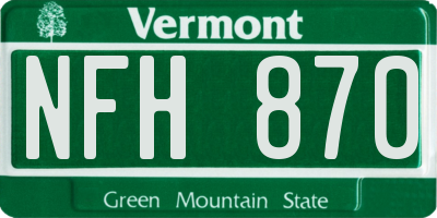 VT license plate NFH870