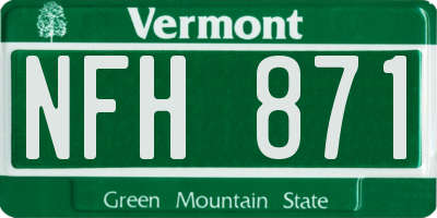 VT license plate NFH871