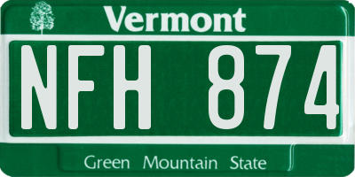 VT license plate NFH874