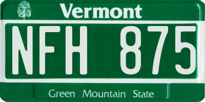 VT license plate NFH875